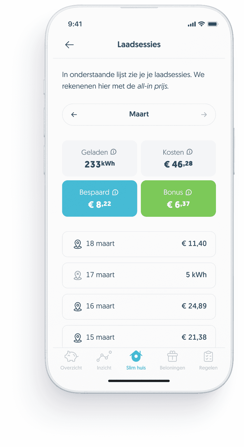 Besparingen in de app bekijken
