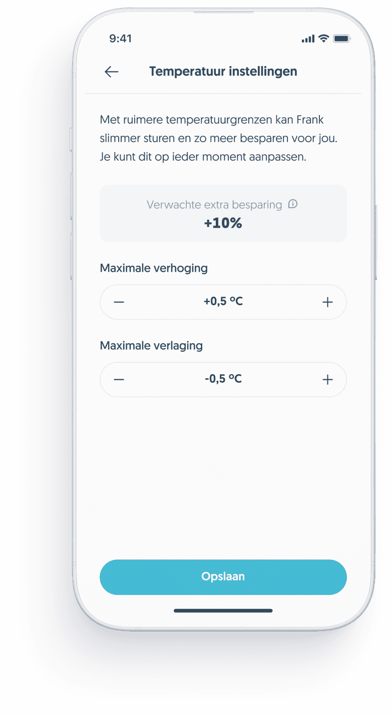 Appscherm met instellingen
